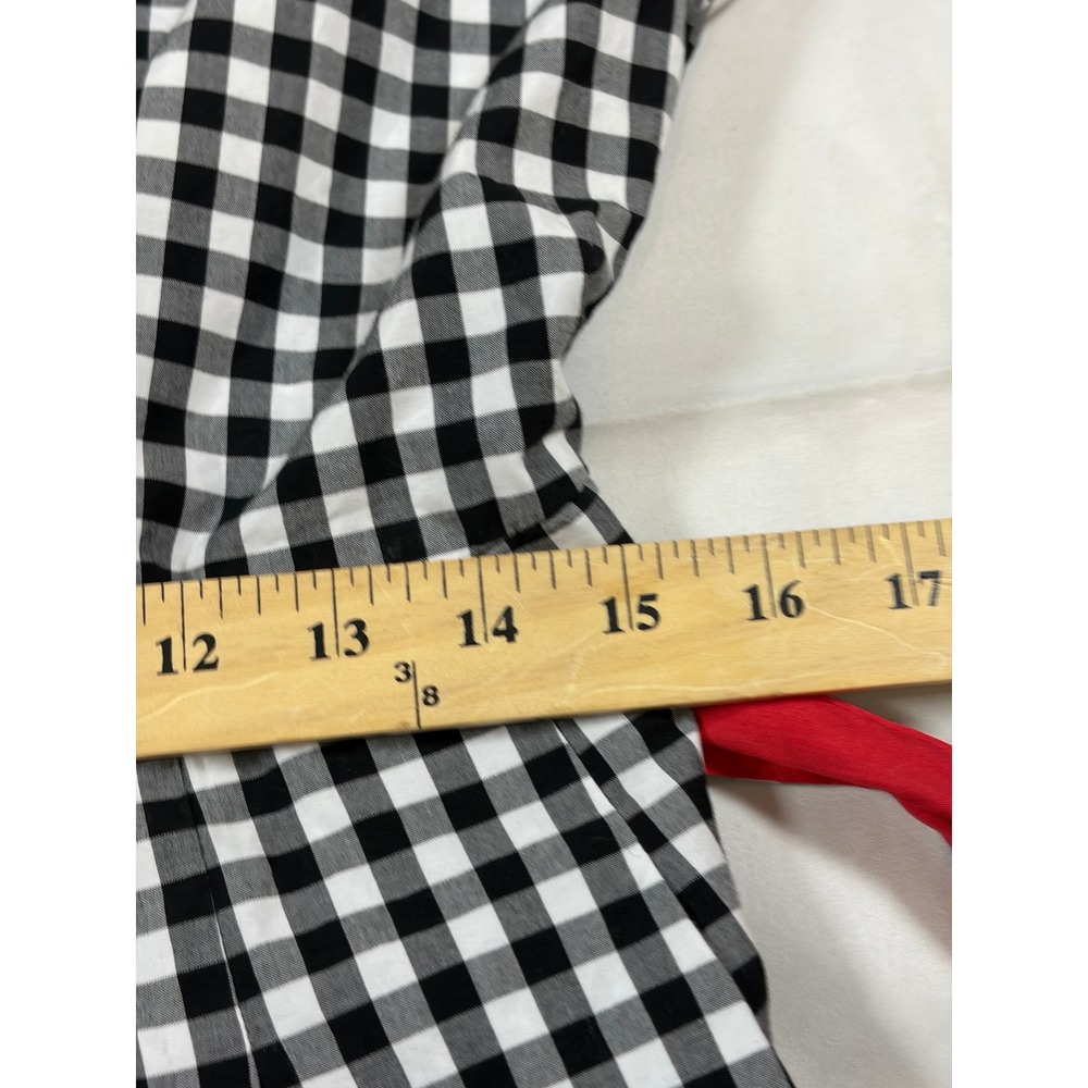 Talbots Black White Gingham Cotton Shirt Dress Midi Belted Short Sleeve Size 6 - Picture 5 of 11
